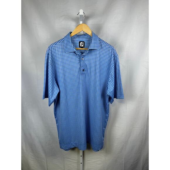 FootJoy Short Sleeve Blue White Men's Golf Polo Size Large - Picture 1 of 6